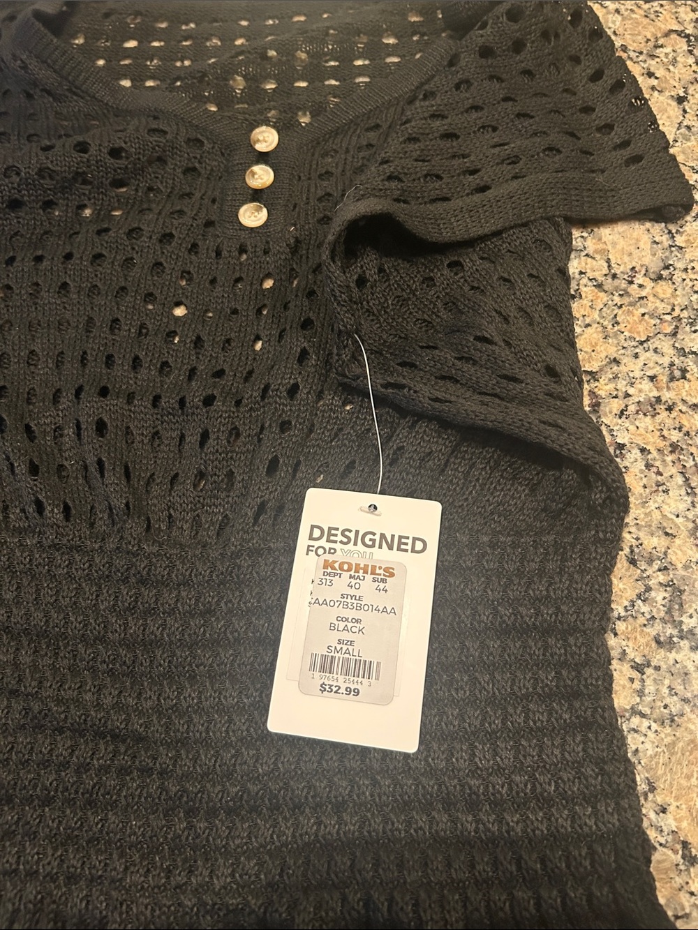 Cupshe Black Crochet Swim Coverup with Button Front - Picture 4 of 4